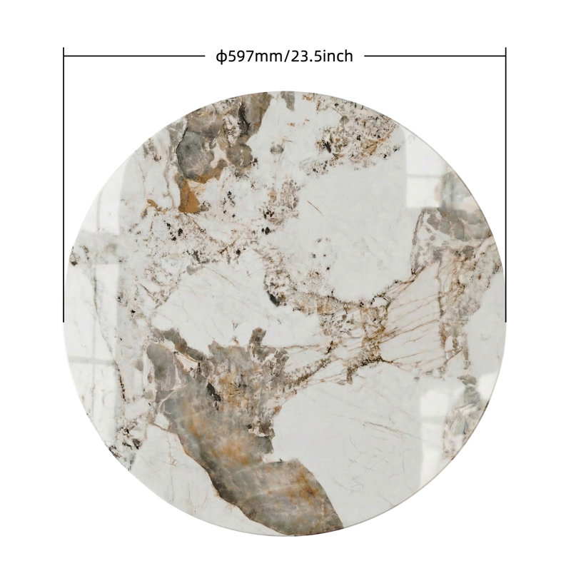 Un plateau tournant, H 0,47 po x L 23,5 po x l 23,5 po, Blanc / Brun