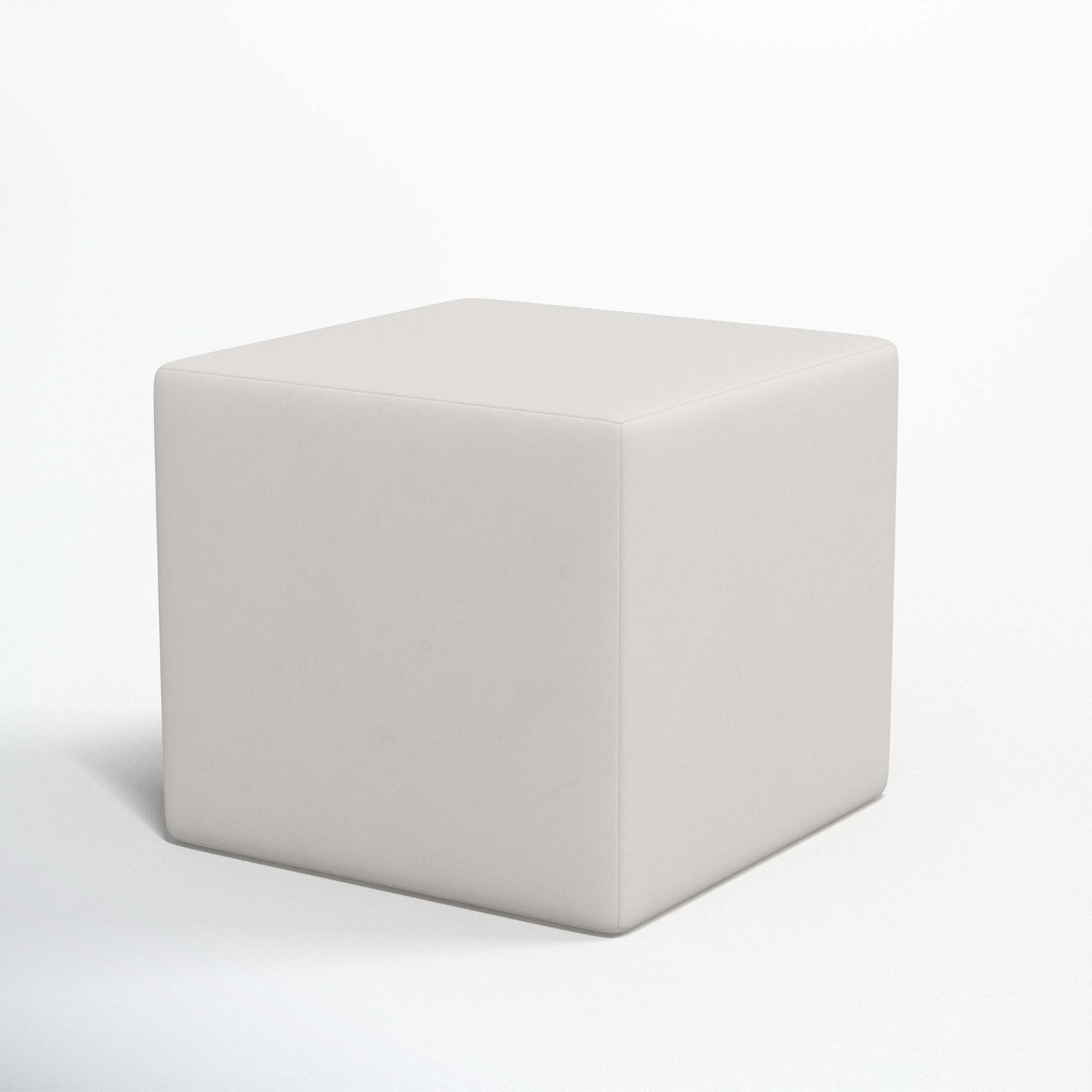 21" Linen Upholstered Ottoman, Bella Light Gray Performance Velvet