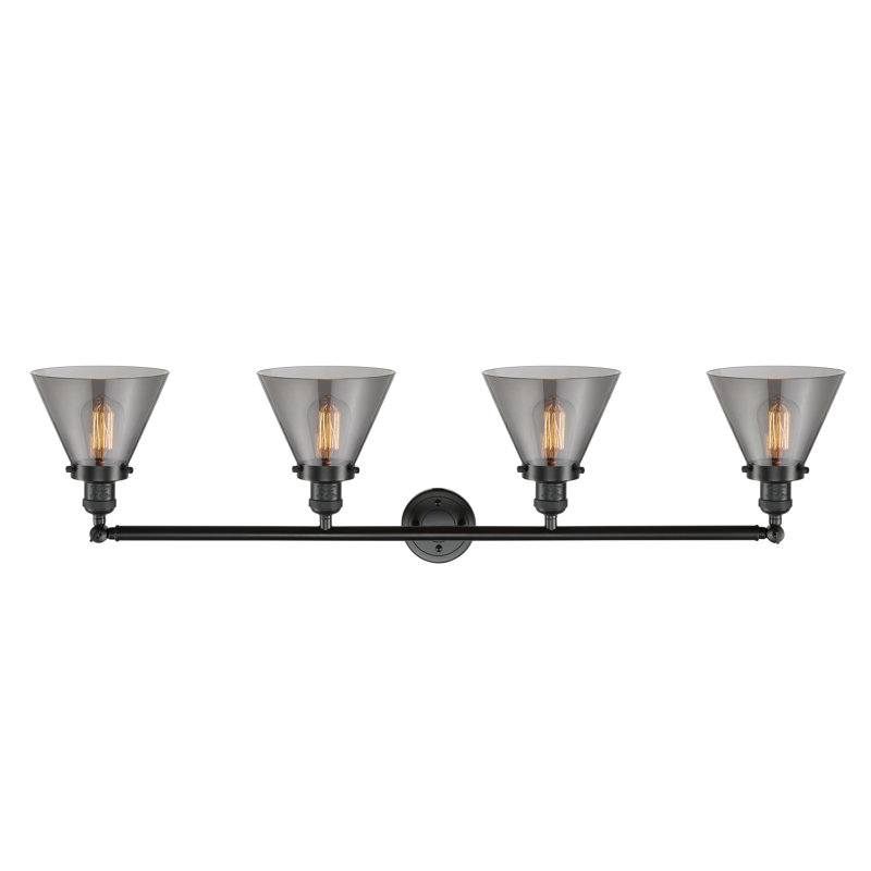 Éclairage pour meuble-lavabo de salle de bain 4 lumières Cone, Plaqué couleur fumée, Bronze frotté à l'huile, DEL