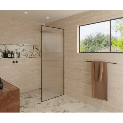 Maia 40 in. x 78 in. Framed Glass Shower Panel - Single Fixed Panel - Fluted