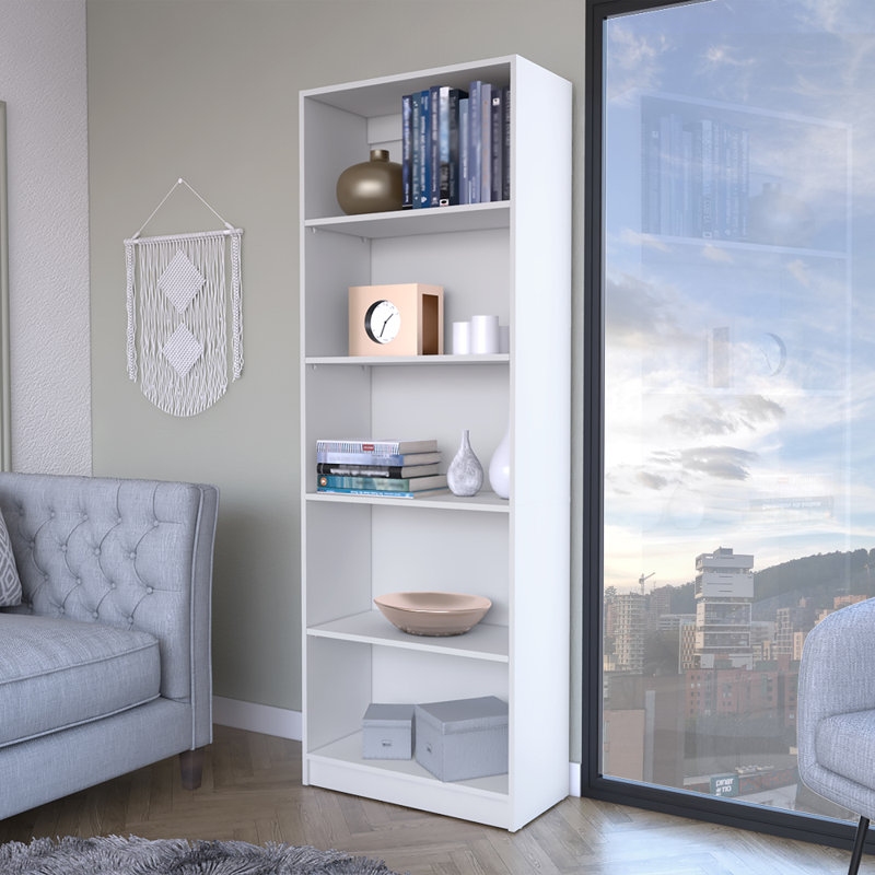 Bibliothèque Bkhome, Individuel, Blanc, (5 Shelves) 71.1"H x 24.7"W x 11.7"D