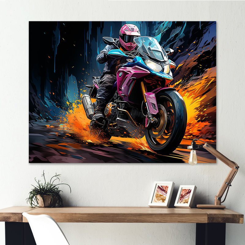 Aquarelle, motocyclette, Speedster, chemin I, Toile tendue, H 12 po x l 20 po x P 1 po