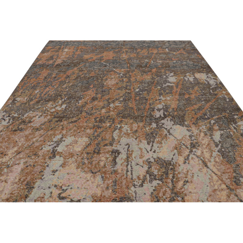 Distressed Homage Hand Knotted Wool Geometric Area Rug, Rectangle 5' x 8'