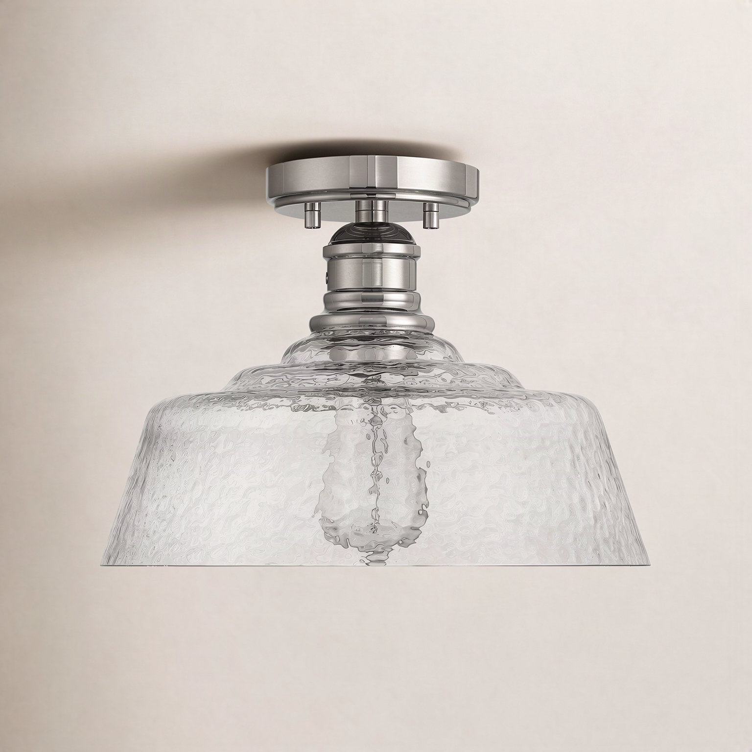Lindholm Single Light Bronze Semi Flush Mount, Polished Nickel
