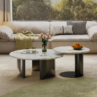 Modern round microcrystalline stone coffee table