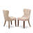 3 Piece Dining Room Table Set Consists of 1 Dining Table and 2 Light Tan Linen Fabric Kitchen Chair Button Tufted Back with Nail Heads - Acacia Walnut Finish-1300094740-1333752358-1300094827