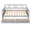 Lit de jour en bois pleine grandeur avec 2 tiroirs de rangement, structure de canapé-lit avec lattes en bois de pin massif pour la chambre à coucher et le salon, gris-118488135