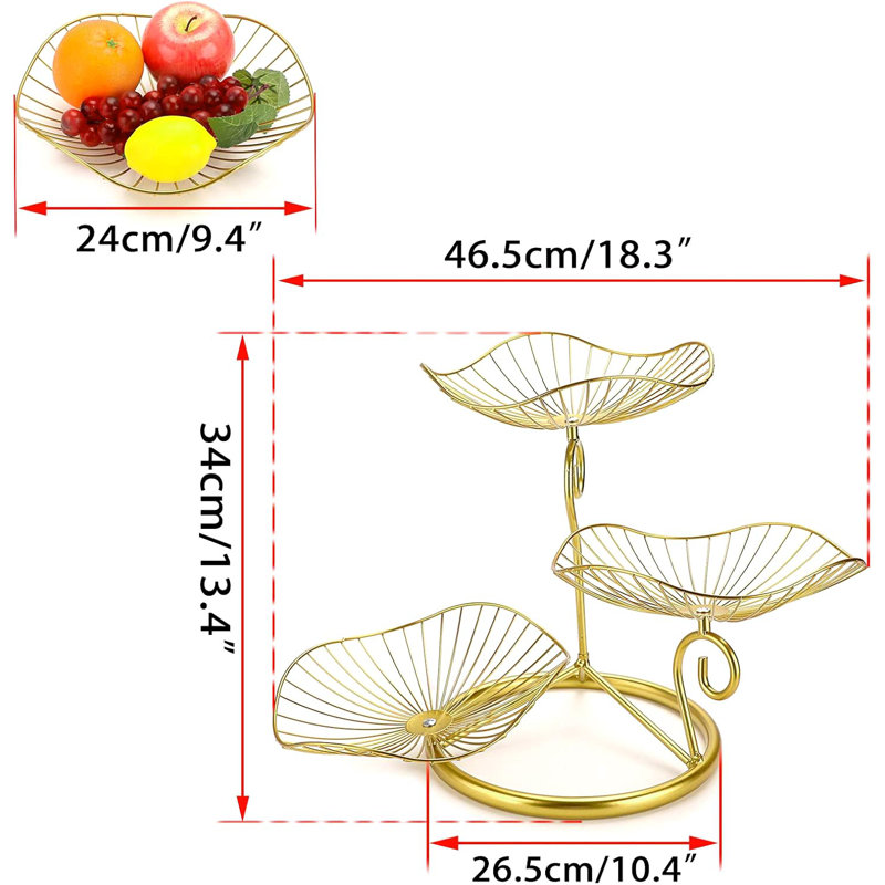 Support à fruits en fer à 3 niveaux