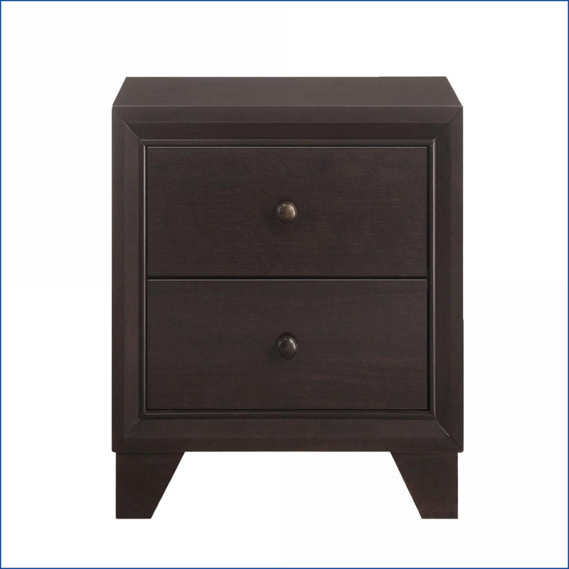 Table de chevet transitionnelle 2 tiroirs Espresso