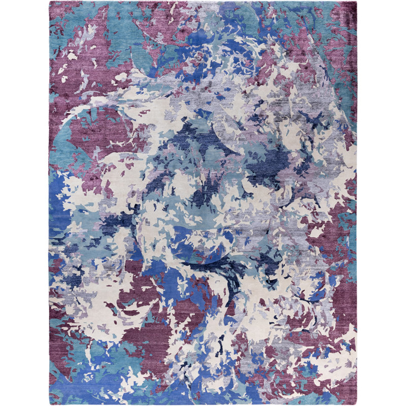 Overdyed One-of-a-Kind Rectangle 9'3" X 12'1" Hand Knotted Area Rug