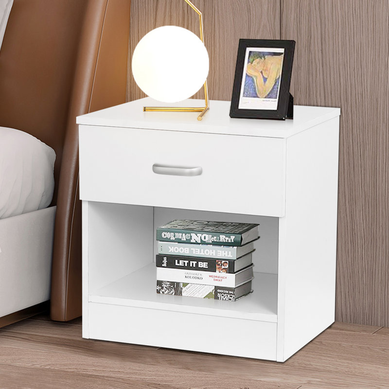 44cm W Bedside Table, White