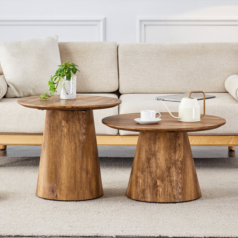 Senoa 2-Piece Mid-Century Modern Nesting Table Set with MDF and Anti-Slip Pads