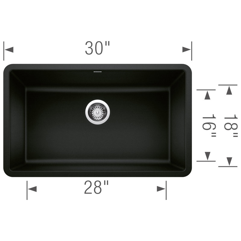 Precis SILGRANIT 30" L X 18" W Undermount Kitchen Sink, Coal Black