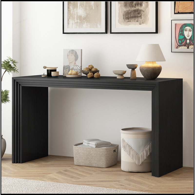 Stylish Solid Wood Console Table for Various Rooms, Enhancing Interior Decoration and Functionality, Black