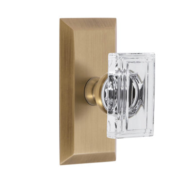 Grandeur Fifth Avenue Short Plate Double Dummy with Carré Crystal Door Knob