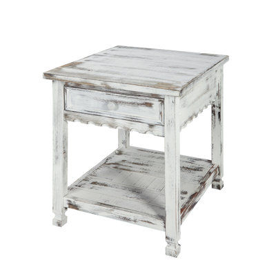 Arkadia Solid Wood End Table with Storage