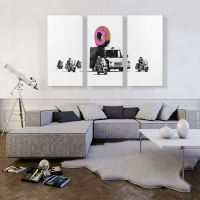 «Donut Police» par Banksy - ensemble de 3 impressions sur toile tendue