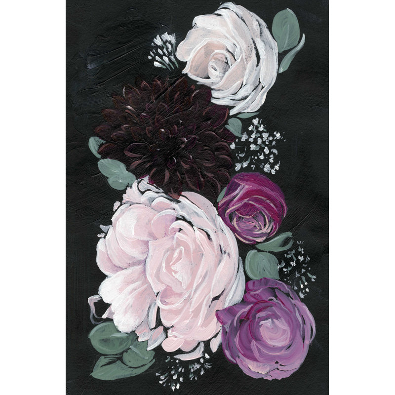Floral foncé et rêveur I, H 18 po x l 12 po
