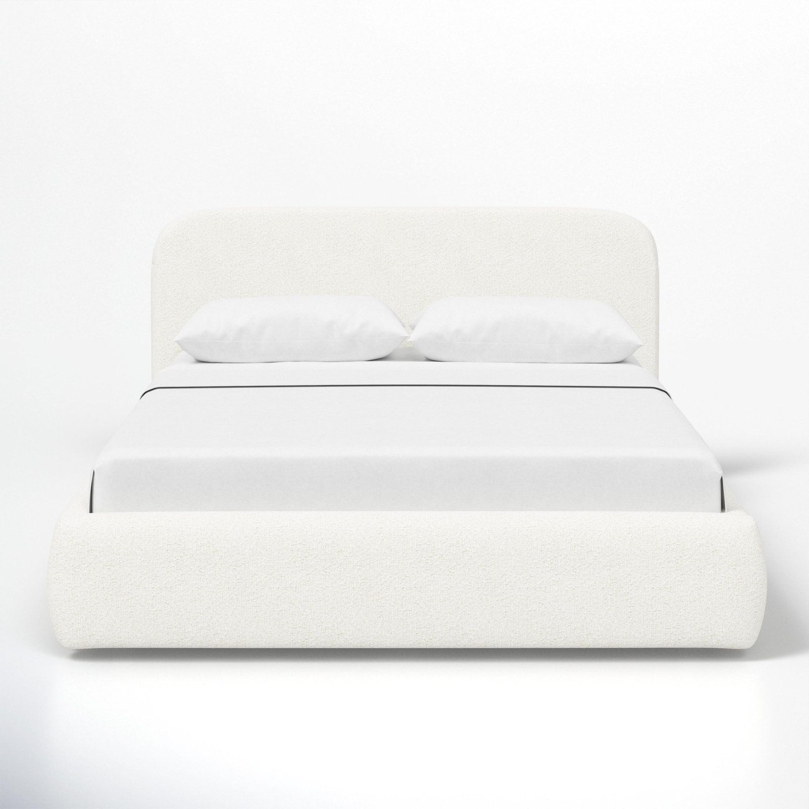 Cleophus Low Platform Bed, White, Queen