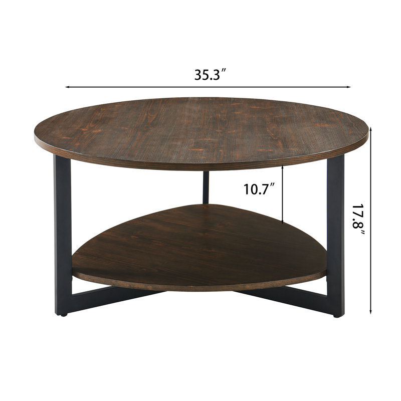 3 Legs 1 Coffee Table with Solid Wood Veneer and Storage, Natural