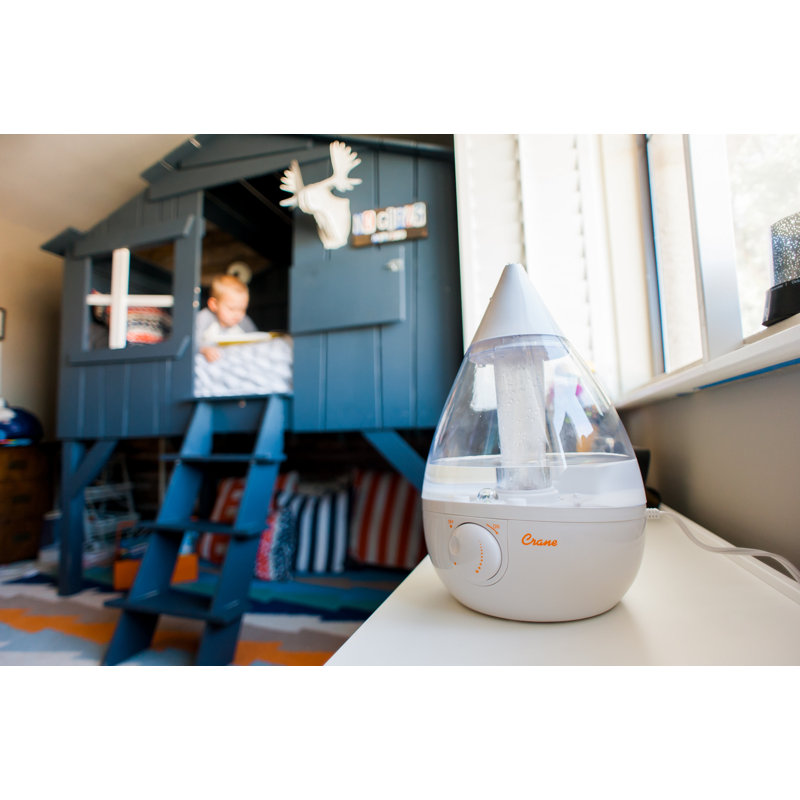 Drop Cool-Mist Humidifier, 1 Gal., Clear/White