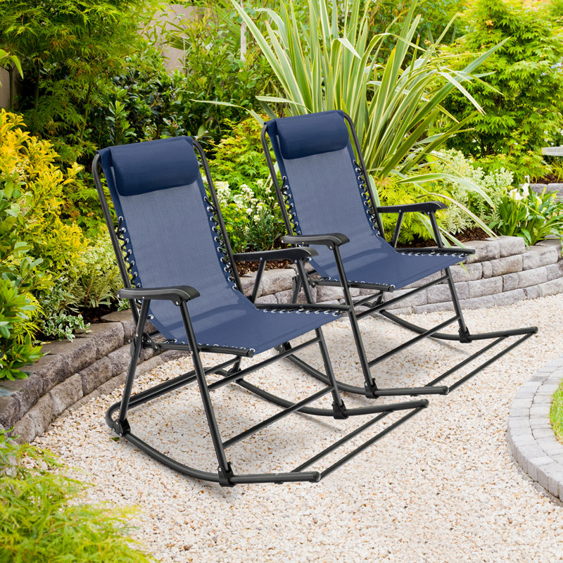 Chaise berçante d'extérieur en métal Myiesha, Noir