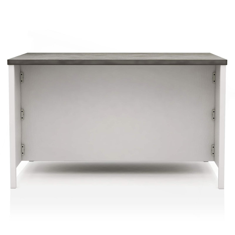 Ensemble de salle à manger 7 pièces à hauteur de comptoir blanc cassé et gris Transition