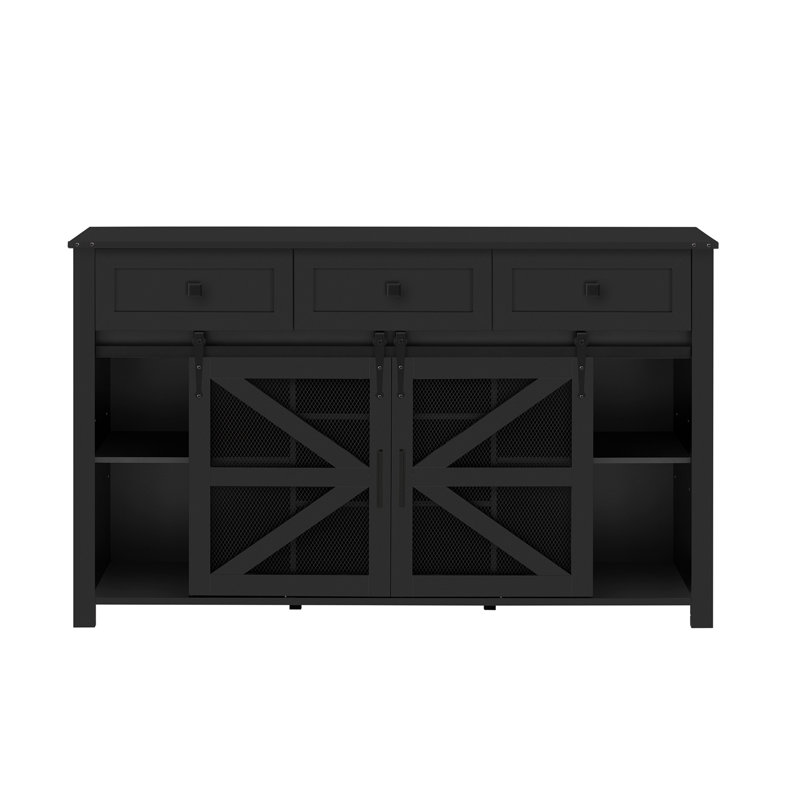 Buffet 55 po avec 3 tiroirs Alston, Noir