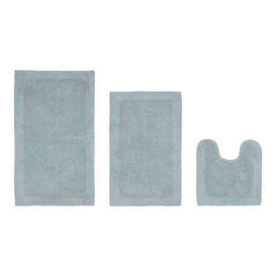 Ensemble de tapis de bain réversible 100% coton 2370 g / m² Merkel - ultra doux, très absorbant, lavable à la machine, certifié OEKO-TEX, idéal pour la douche, la baignoire, le meuble-lavabo et la toilette, bleu