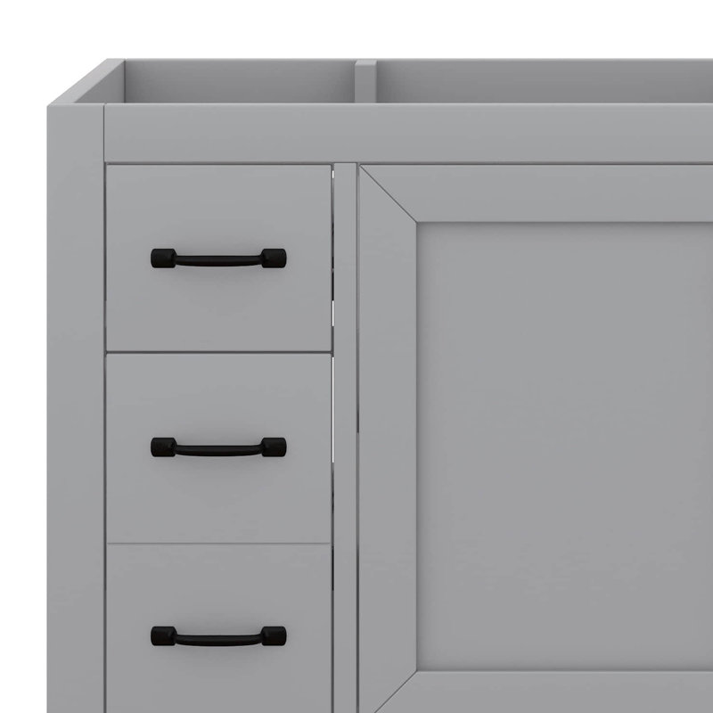 Meuble-lavabo 36 po sans lavabo, base d'armoire seulement, six tiroirs, tablette réglable, imperméable, résistant aux taches