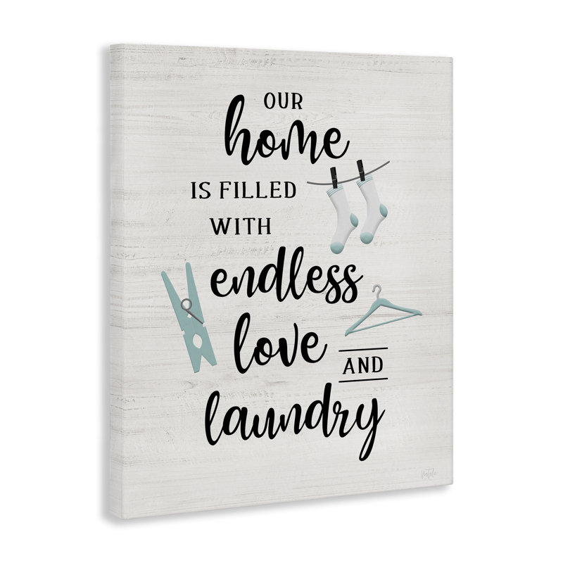  «Cursive Love & Laundry», art mural sur toile par Natalie Carpentieri, H 48 po x l 36 po