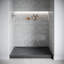 Base de douche 48 po x 36 po Alcove en acrylique noir brillant avec bonde centrale, bonde incluse-115222952