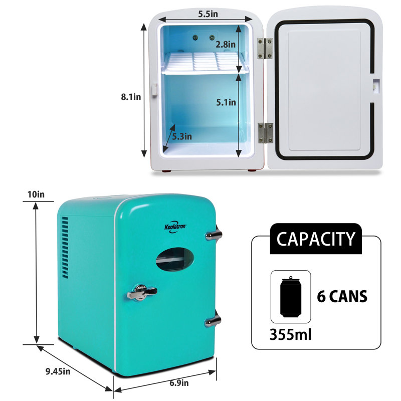 Koolatron 4.2 Qt. Countertop Portable Mini Fridge Retro Style, Teal