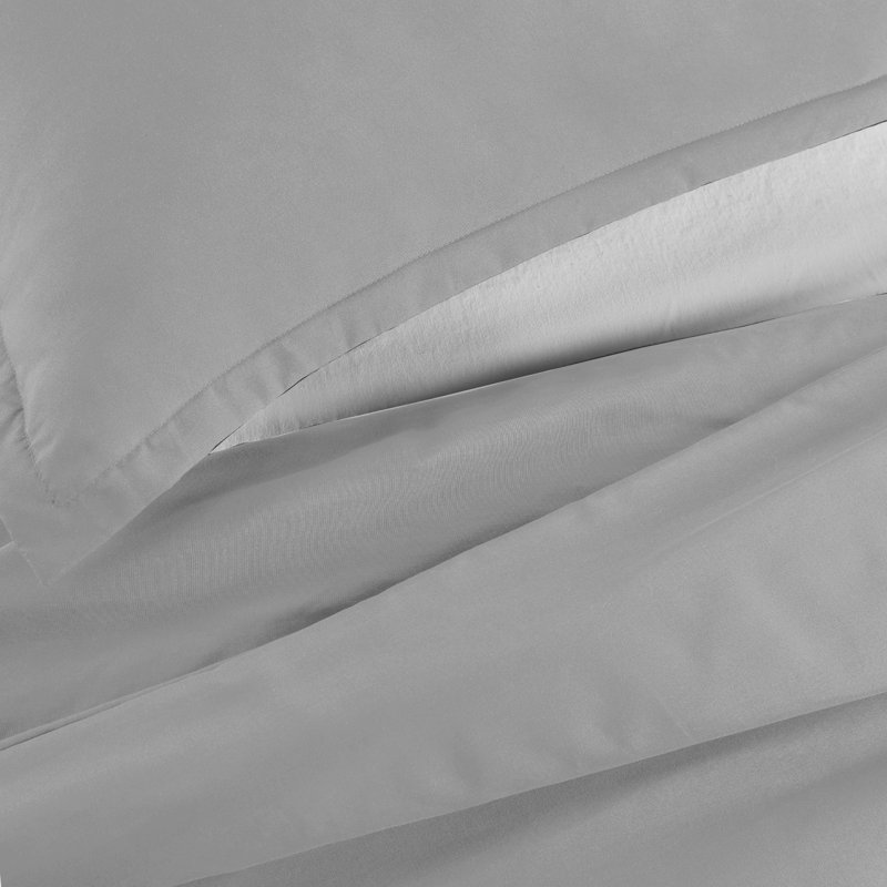 Anicia Super Soft 250 TC Microfibre Reversible Plain Duvet Cover Set, Single Duvet Cover + 1 Pillowcase, Grey
