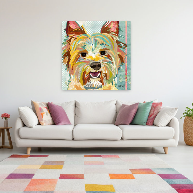 Yorkie, art contemporain pour chien, H 48 po x l 48 po