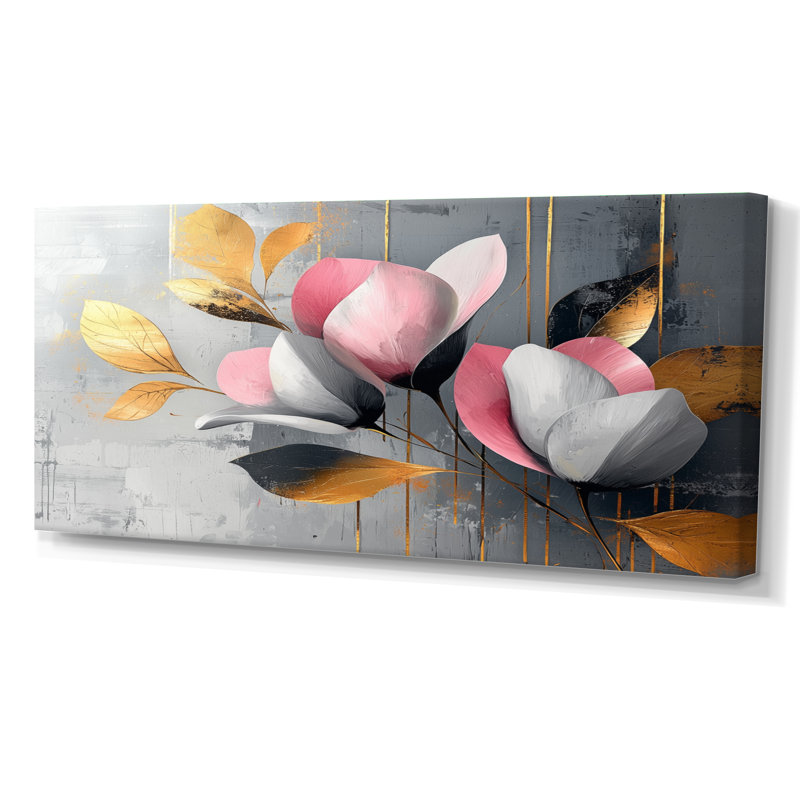 Medders - Floral Large Wall Art, H 28 po x l 60 po, Toile tendue sur cadre, Ne s’applique pas