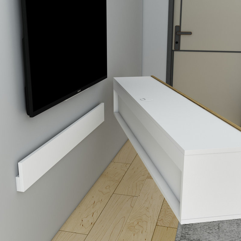Analeese Unfinished TV Stand for TVs up to 70", Beige/White