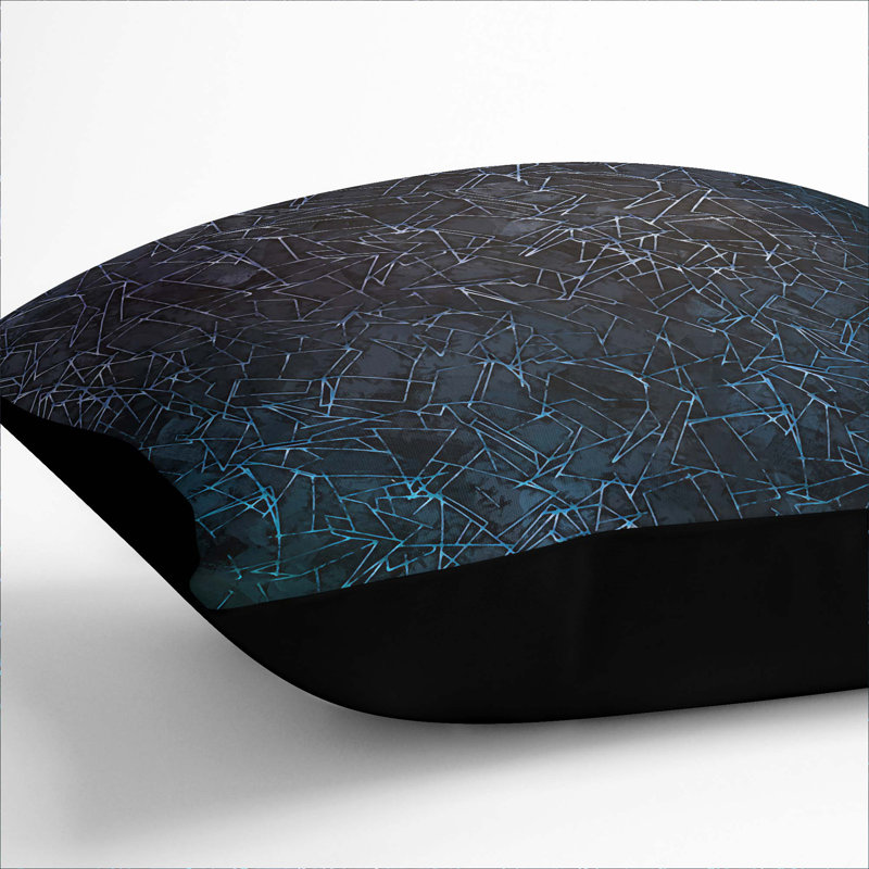 Abstract Square Throw Cushion, 40cm H x 40cm W x 15cm D, Black