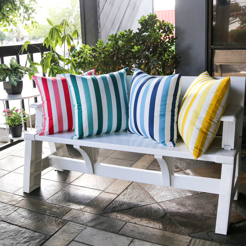 Striped Indoor/Outdoor Throw Pillow, Green, 20" X 20"