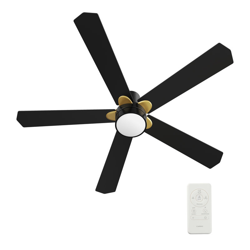 52"  5 - Blade LED Smart Flush Mount Ceiling Fan with Remote Control and Light Kit Included.
