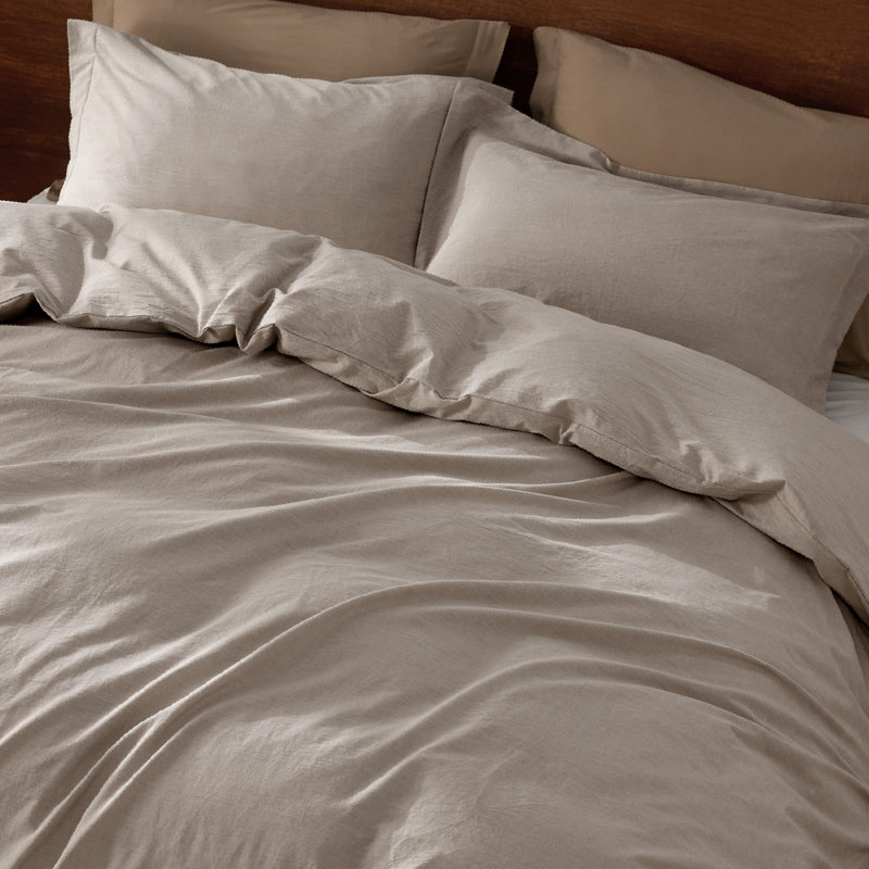 Bedsure 100% Washed Cotton Duvet Cover Set, Oversized Queen Duvet Cover + 2 Shams(20"*26"), Bright White