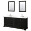 Ensemble de meuble-lavabo double autoportant Deborah avec plateau en quartz et miroir-98141394-98186458-98186459