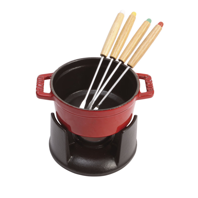STAUB Cast Iron Fondue Set 0.25L, Cherry