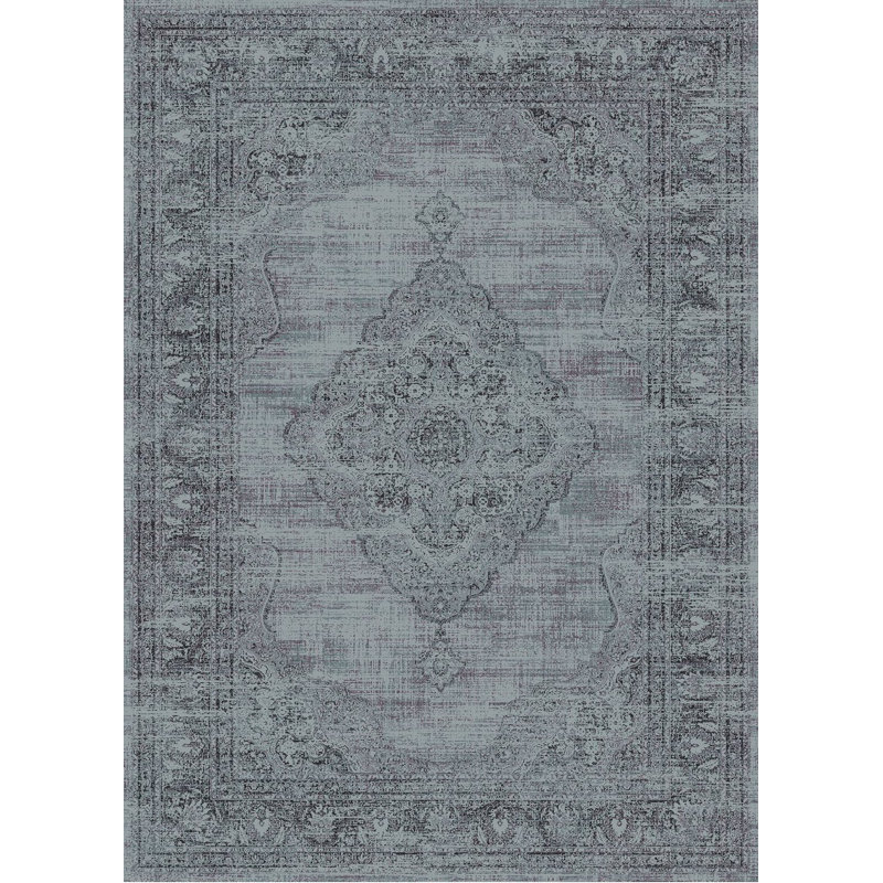 Tapis bleu épinette Jahdiel, 5 pi 2,4 po x 7 pi 6 po