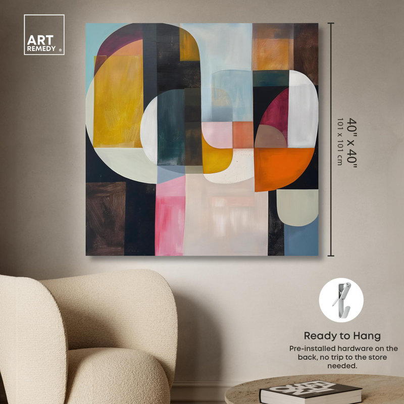 Art coloré sur toile, pièces colorées par Art Remedy, Toile tendue, H 40 po x l 40 po