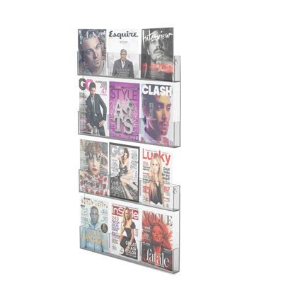Support à documents en acrylique, porte-revues mural, 12 ou 24 pochettes, livré en 2 panneaux