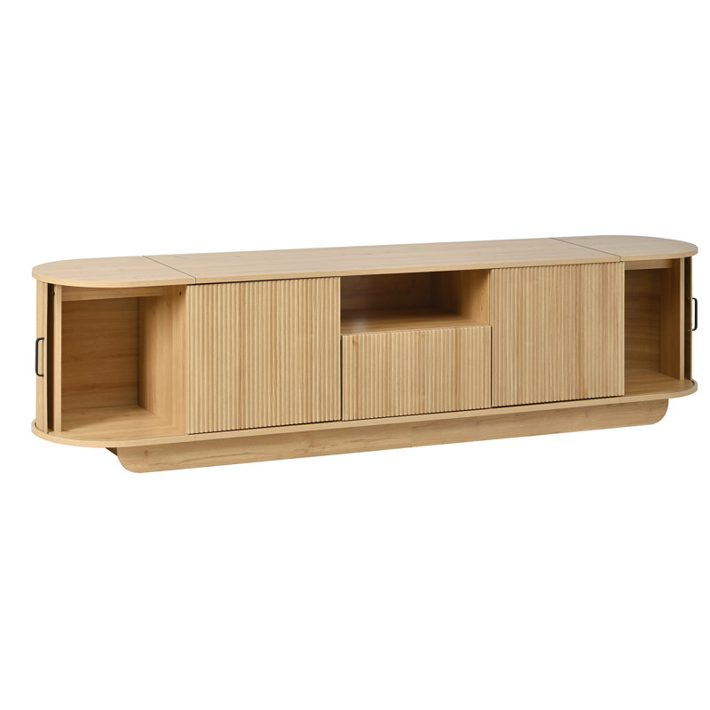 Meuble télé 79 po avec tablette ouverte, Bois d'acacia