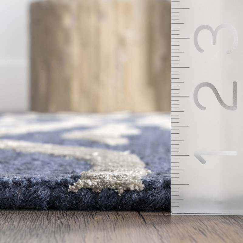 Tapis bleu touffeté à la main Avnee, Rectangle 5 pi x 8 pi
