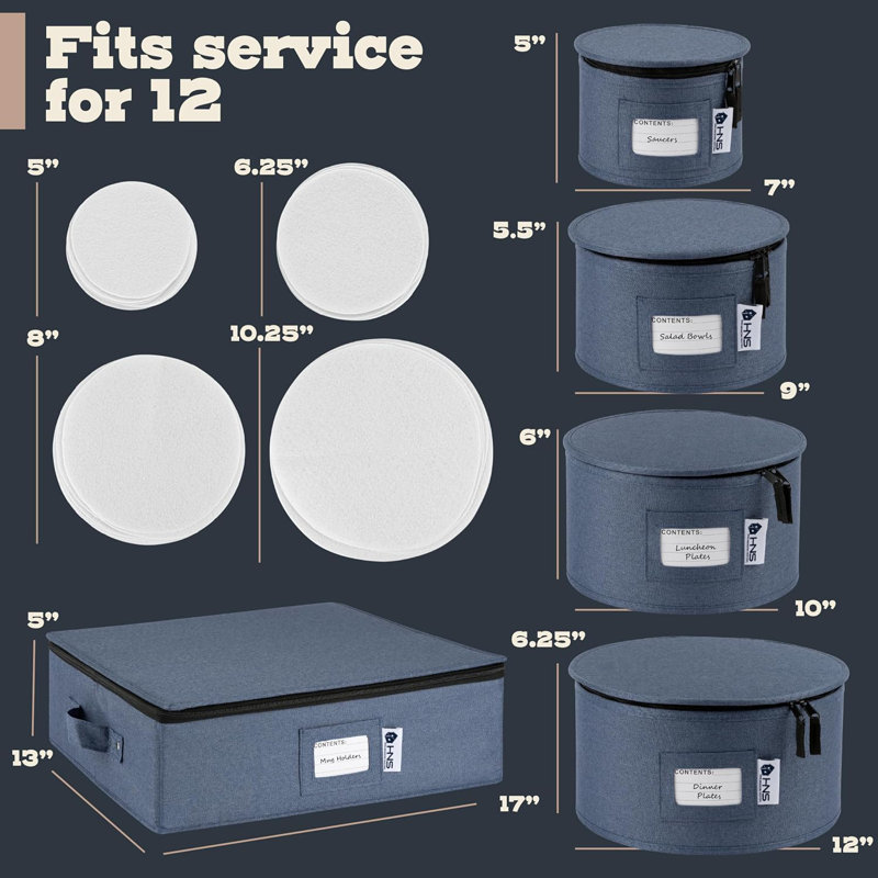 Ensemble de rangement en porcelaine dure 5 pièces, Bleu denim