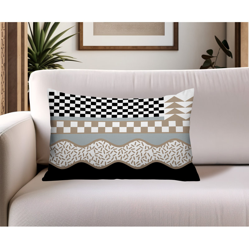 Coussin lombaire intérieur / extérieur Trix Abstract, Rectangle H 18 po x l 25 po, Gris